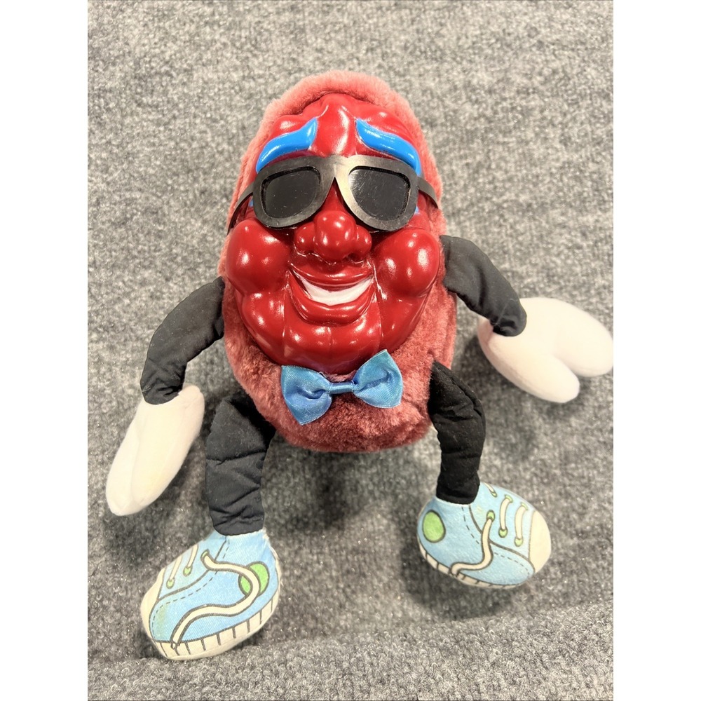 Vintage 1980s California Raisin Large Plush Doll 11" Red Face Sunglasses